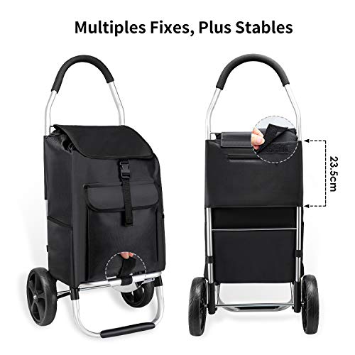 mfavour 45L Poussette de Marché, Pliable Chariot de Courses, Caddie à 2 Roues Grands Résistant à l’eau (Noir)