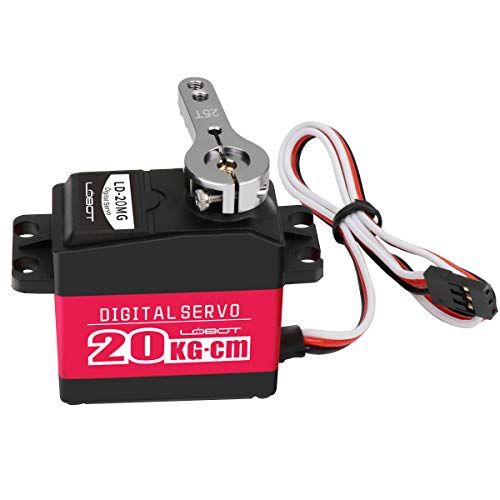 LewanSoul LD-20MG Full Metal Gear Standard Digital Servo Moteur with 20kg High Torque, Aluminium Case for Robot RC Car…