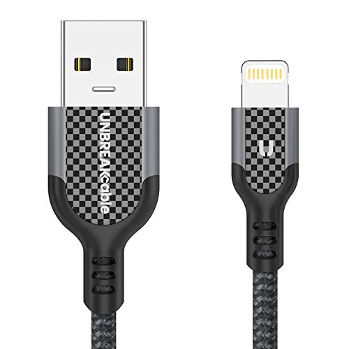 UNBREAKcable Câble Lightning pour iPhone – [Certifié MFi] Câble de Chargement, Câble en Nylon Plus Tendre 2.4A, Chargeur…
