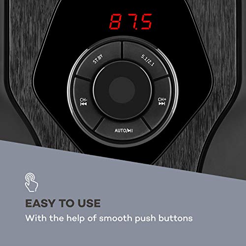 Auna Concept 720 5.1 – Système d’enceintes , Subwoofer OneSide intégré de 6,5″ , 5 x Enceintes Satellites de 3″ , 95 Watts de Puissance RMS , Port USB , Mémoire SD , Noir
