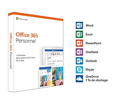 Office 365 Personnel (maintenant Microsoft 365 Personnel) | 1 utilisateur | 1 an | PC ou Mac | téléchargement (envoi par…