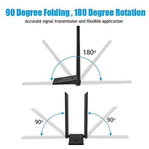 Clé WiFi Dongle Antenne USB Adaptateur pour PC sans Fil AC 1200Mbps 5GHz/867Mbps 2.4GHz/300Mbps Double Bande 6dBi Réseau…