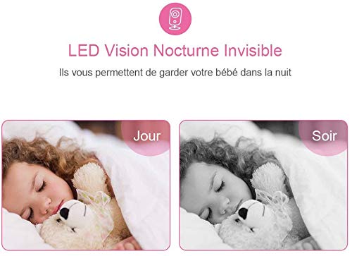GHB Babyphone Caméra 3.2 Inches Bébé Moniteur Babyphone Vidéo LCD Couleur Bébé Surveillance 2.4 GHz Communication…
