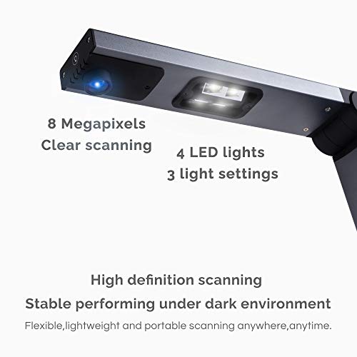 Camera pour Documents Bamboosang X3 Document Scanner : Portable Haute Définition Taille de Capture A3 Visualiseur OCR…