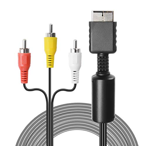 TENINYU Câble audio vidéo RCA – Accessoire de console de jeu – Câble AV pour PS1 PS2 PS3 Playstation – 1,8 m