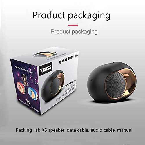 KKDWJ X6 Bluetooth Subwoofer, 3D Sound Wireless Bluetooth Pratique USB Chargeant TWS Serial Card Speaker,Noir