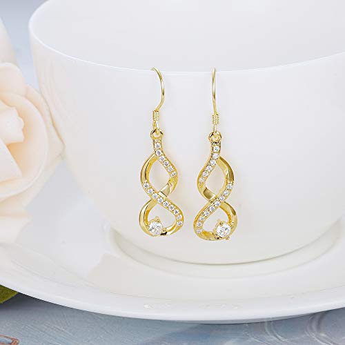 BESTEEL Argent 925 Boucles D’oreilles Noeud Infini pour Femmes Filles Zyrconium Mariage Boucles D’oreilles Pendentif CZ…