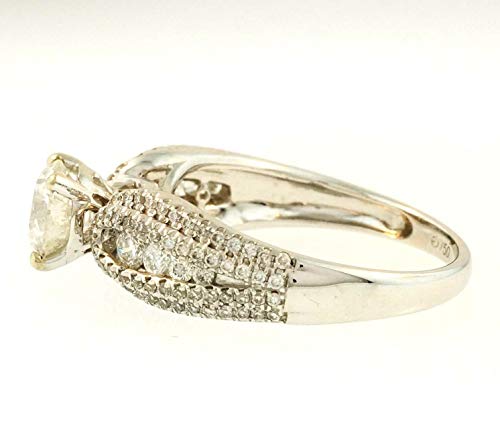 Bague en or blanc 18 carats avec diamant solitaire (1,59 carats) Largeur 7 mm