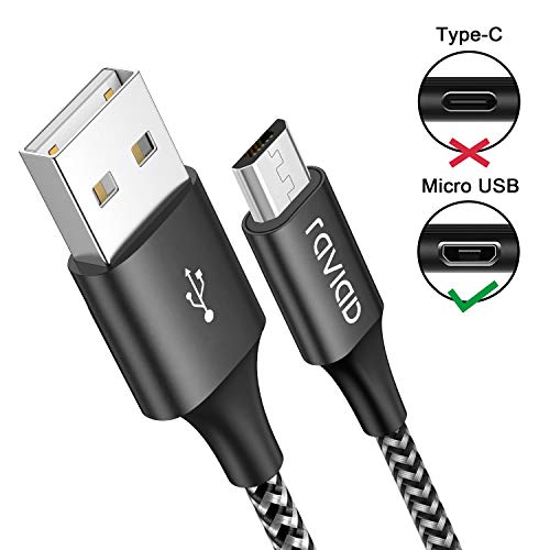 Câble Micro USB, RAVIAD [Lot de 3, 2M] Chargeur Micro USB Nylon Tressé Charge Rapide et Synchro pour Android Samsung…