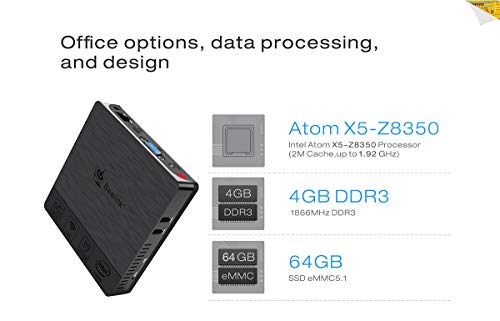 Beelink BT3 Pro II Mini PC Windows 10 4GB RAM 64GB ROM Intel Atom Z8350 Processeur HD Graphiques 400 Desktop PC, VGA…