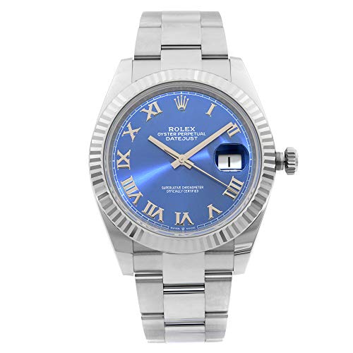 Rolex Datejust 41 Montre en acier 18 carats avec cadran romain Bleu 126334 BLRO