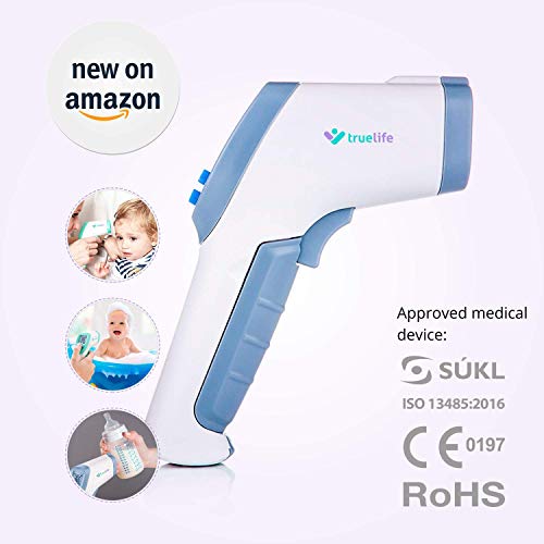 TrueLife Care Q7 Thermomètre Frontal Médical Sans Contact Précis avec Écran LCD pour Enfants, Adultes, Lait et la…