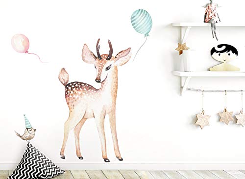 Little Deco Tatouage Mural cerf & Oiseau I S – 69 x 75 cm (LxH) I Chambre d Enfant Stickers bébé Enfants muraux Posters…