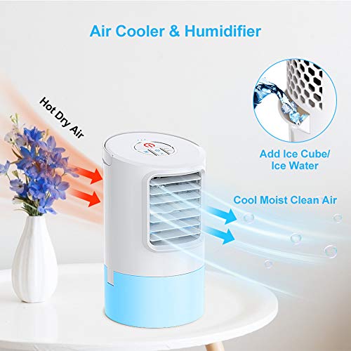 Climatiseur Portable, Mini Refroidisseur d’air Portable Ventilateur de Climatisation Personnel Portable Refroidisseur…