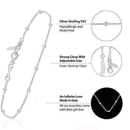 Bracelet Femme Argent 925 Infini – Bracelet Ajustable 17- 20 cm avec Boite Cadeau | Bracelet Porte Bonheur avec…