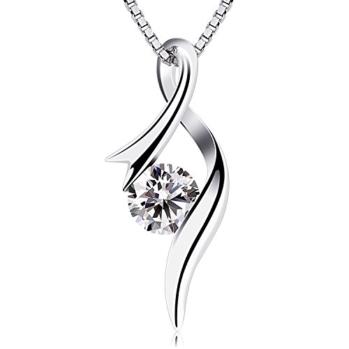 Bijoux Colliers Catcher argent sterling 925, pendentif zircone cubique twist coeur.