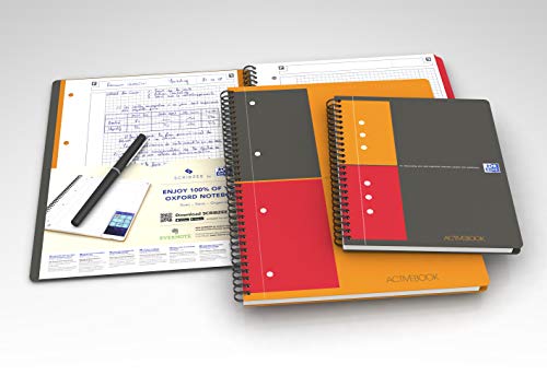 Oxford Office 100102880 Active Book Lot de 5 Cahier bureau reliure intégrale 160 pages Orange