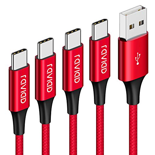 RAVIAD Câble USB Type C, [Lot de 4, 0.3m 1m 2m 3m] Chargeur USB C Nylon Tressé Charge Rapide et Synchro Compatible pour…