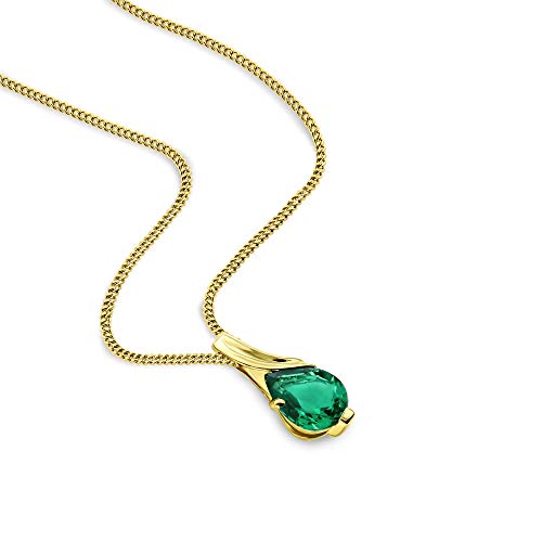 Miore Collier pour Femmes Collier avec Pendentif Pierre Précieuse forme poire Chaîne en Or Blanc/Jaune 9 Carat /375 Or…