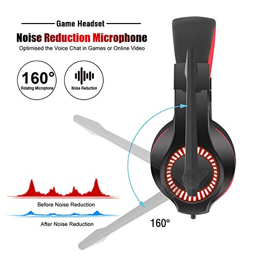 Casque Gaming PS4 Gamer Audio Filaire Anti Bruit PC avec Micro Xbox One Stereo Basse Son 7.1 Surround Réglable 3.5mm…