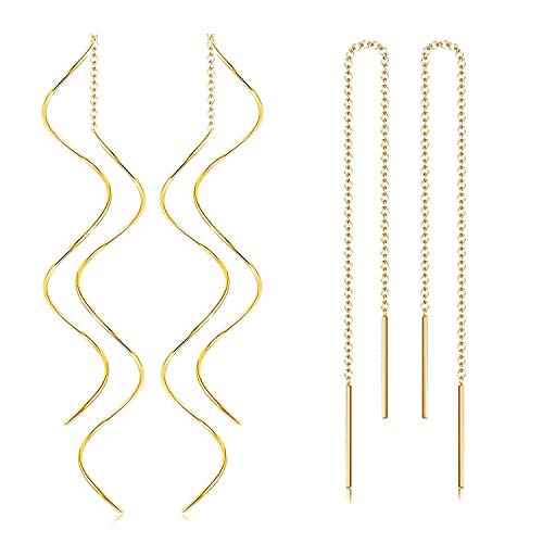 Finrezio Crochet Boucles d’Oreilles Traversantes Pendantes en Acier Inoxydable pour Femmes Filles