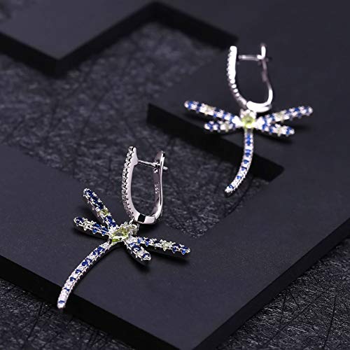 D&XQX Vintage Gothique Punk Boucles d’oreilles pour Les Femmes 925 Sliver Naturel Peridot Libellule Boucles d’oreilles…