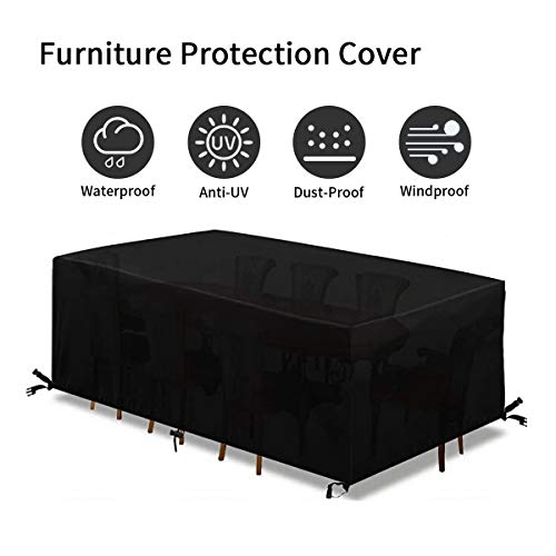 GEMITTO Housse Protection Table Jardin, Housses de Meubles et Salon Extérieur, Imperméable et Anti-UV, Étanche Bâche de…