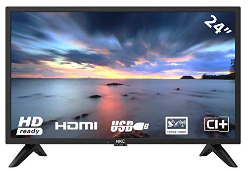 HKC 24F1D TV 24 Pouces (Téléviseur 60 cm), Dolby Audio, Triple Tuner DVB-C/T2/S2, CI+, Connexion PC VGA, HDMI, USB, Mode…