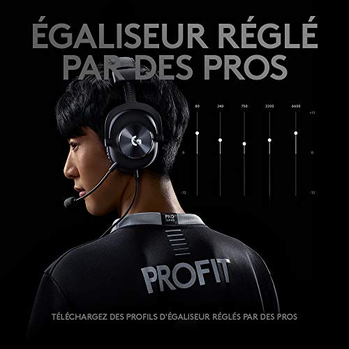 Logitech G PRO Casque Gamer Over-Ear, Transducteurs PRO-G 50mm, Aluminium, Acier et mousse à mémoire de fome…
