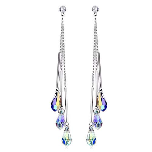 HOMEYU® Boucles d’oreilles Pendantes en Argent 925, Boucles d’oreilles Pendantes avec Cristaux Swarovski Elements…