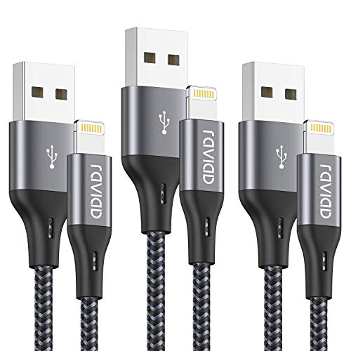 RAVIAD Câble iPhone Chargeur iPhone, [1.8M/Lot de 3] Certifié MFi Câble Lightning Nylon Câble Chargeur iPhone Charge…