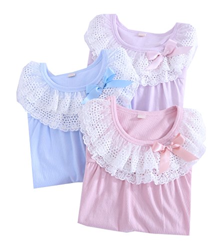 ABClothing Mommy & Girls 100% Coton Vêtements de Nuit en Dentelle Assortis et Robes de Nuit Bowknot pour Tout-Petits 5…