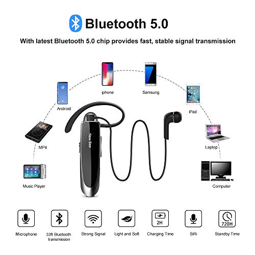 New bee Main Libre Bluetooth Oreillette, Casque sans Fil Bluetooth avec Microphone 60 Jours en Veille Casque Mains…