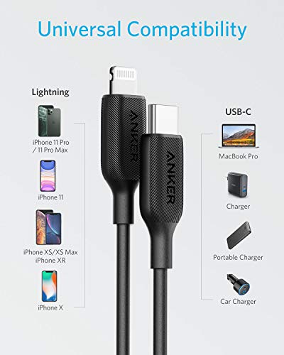Câble USB C vers Lightning (30cm), Câble Anker Powerline III certifié MFi Charge Rapide Lightning pour iPhone 11/11 Pro…