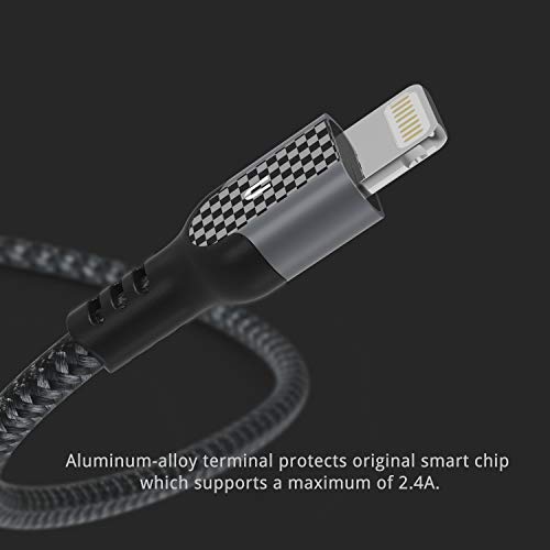 UNBREAKcable Câble Lightning pour iPhone – [Certifié MFi] Câble de Chargement, Câble en Nylon Plus Tendre 2.4A, Chargeur…