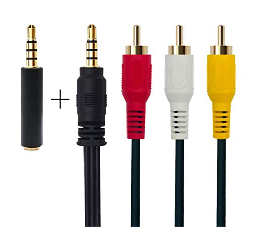 Câble vidéo caméra 3,5 mm vers RCA AV, câble mâle 3,5 mm vers fiche mâle 3RCA pour câble Audio stéréo AUX pour…