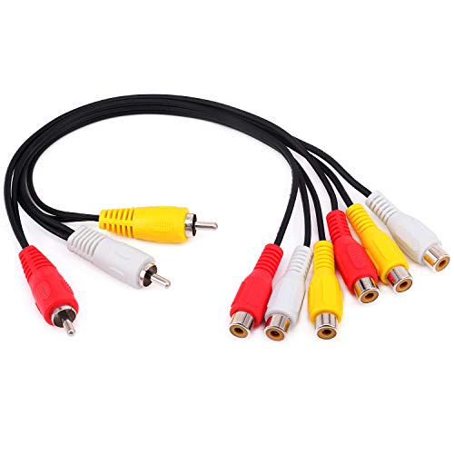 Yilan Câble d’extension RCA 0,3 m 3 RCA mâle vers 6 RCA femelle Splitter Audio Composite Extension Vidéo AV Câble…