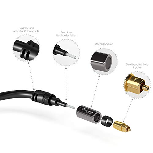 KabelDirekt – 3m câble Audio numérique Optique/câble TOSLINK (TOSLINK vers TOSLINK, câble Fibre Optique pour Home cinéma…