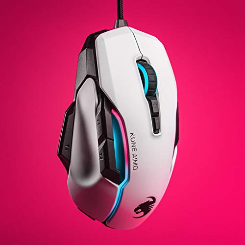 Roccat Kone AIMO Souris Gaming (remastered) – Capteur Optique Owl-Eye Haute Précision (de 100 à 16.000 DPI), Blanc