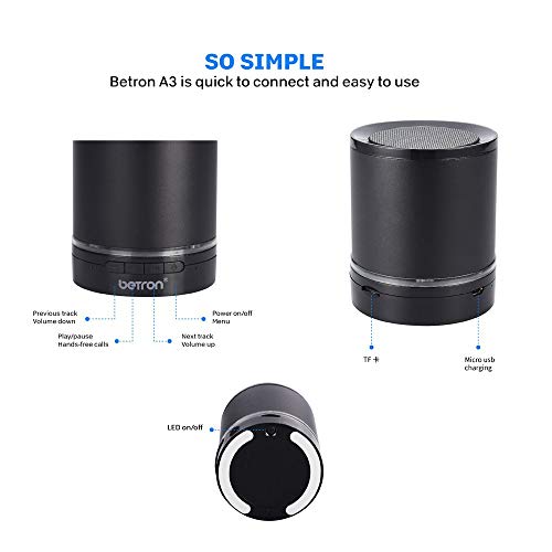 Betron Enceinte Bluetooth sans Fil A3 pour Smartphones, tablettes et Autres appareils Audio Bluetooth