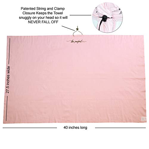 THE PERFECT HAIRCARE Ultra-Fine Microfiber Hair Towel Wrap – Anti-frizz Fast Drying Turban with Wet/Dry Brush by