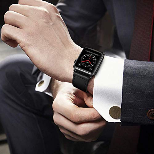 Qeei Compatible pour Bracelet Apple Watch Cuir 45mm 44mm 42mm,Innovative Boucle Caché Minimaliste Cuir Véritable Bande…