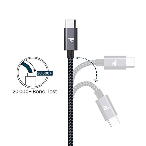 RAMPOW Câble USB C vers USB C 2m, Câble USB C Charge Rapide 60W Power Delivery pour Macbook Pro, iPad Pro 2018, Samsung…
