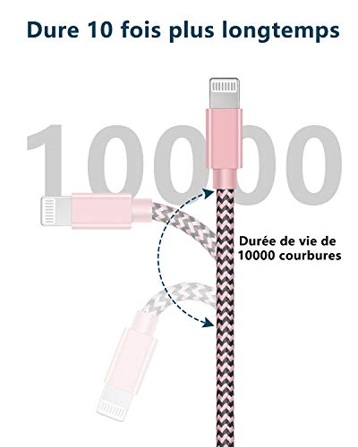 Zeuste Câble USB C vers Lightning[Certifié de MFi]1,5m en Nylon Tressé Charge Rapide Compatible avec iPhone 11 Pro…