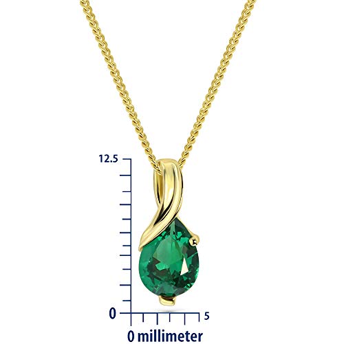 Miore Collier pour Femmes Collier avec Pendentif Pierre Précieuse forme poire Chaîne en Or Blanc/Jaune 9 Carat /375 Or…