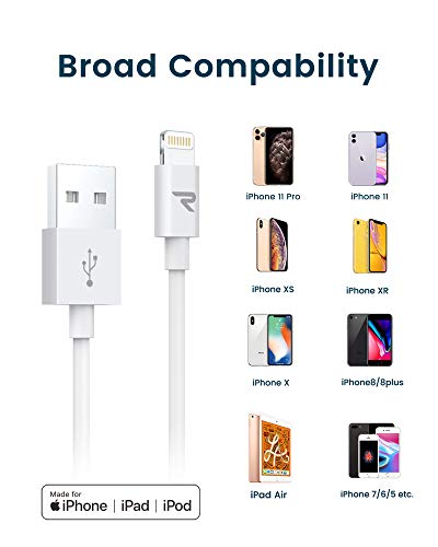 RAMPOW Câble pour iPhone 2m/6.5ft [Certifié Apple MFi] Câble Lightning avec Connecteur Ultra Résistant pour iPhone 11/11…