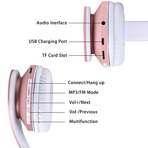 Casque Bluetooth sans Fil, Wireless Headphones Stéréo on Ear Pliable Casque 4 en 1 avec Micro Support FM Radio TF SD…