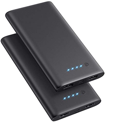 Ekrist【Lot de 2】 Batterie Externe 10000mAh, Ultra Mince, Charge Rapide, 2 Ports USB Sortie, Chargeur Portable Batterie…