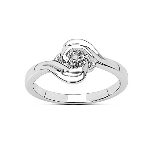 The Diamond Ring Collection Bague de fiançailles en argent sterling avec solitaire en diamant en forme de tourbillon…