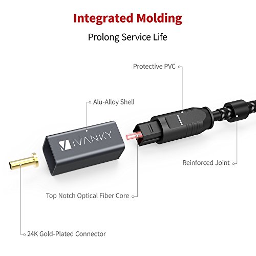 iVANKY Câble Optique Audio Numérique en Nylon Tressé équipé de Fils de Japon TORAY – Câble Fibre Optique Toslink pour…
